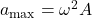 {a_{{\text{max}}}} = {\omega ^2}A